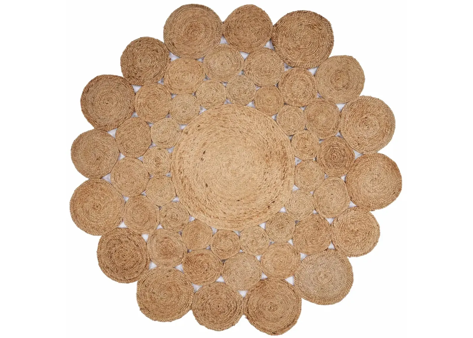 Nature Contemporary Geometric Organic Jute Indoor Round Area Rug 6'