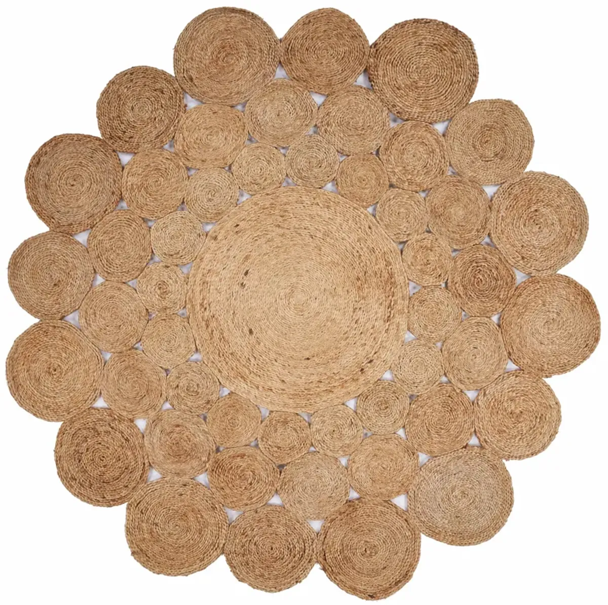 Nature Contemporary Geometric Organic Jute Indoor Round Area Rug 6'