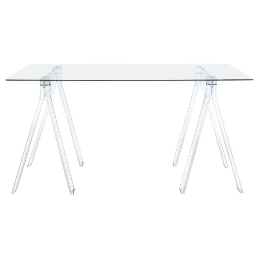 Alannah Writing Desk with Glass Top Clear