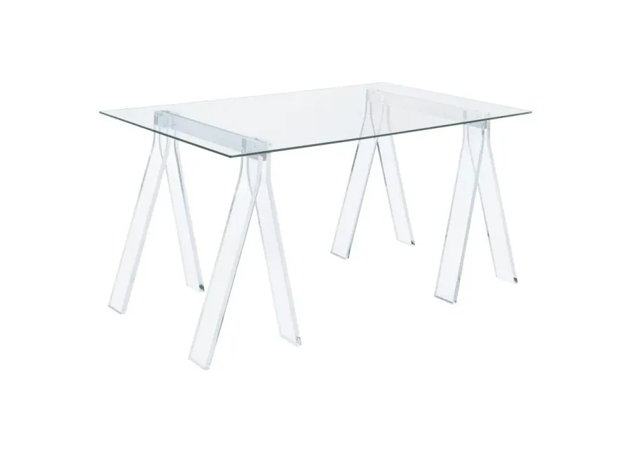 Alannah Writing Desk with Glass Top Clear