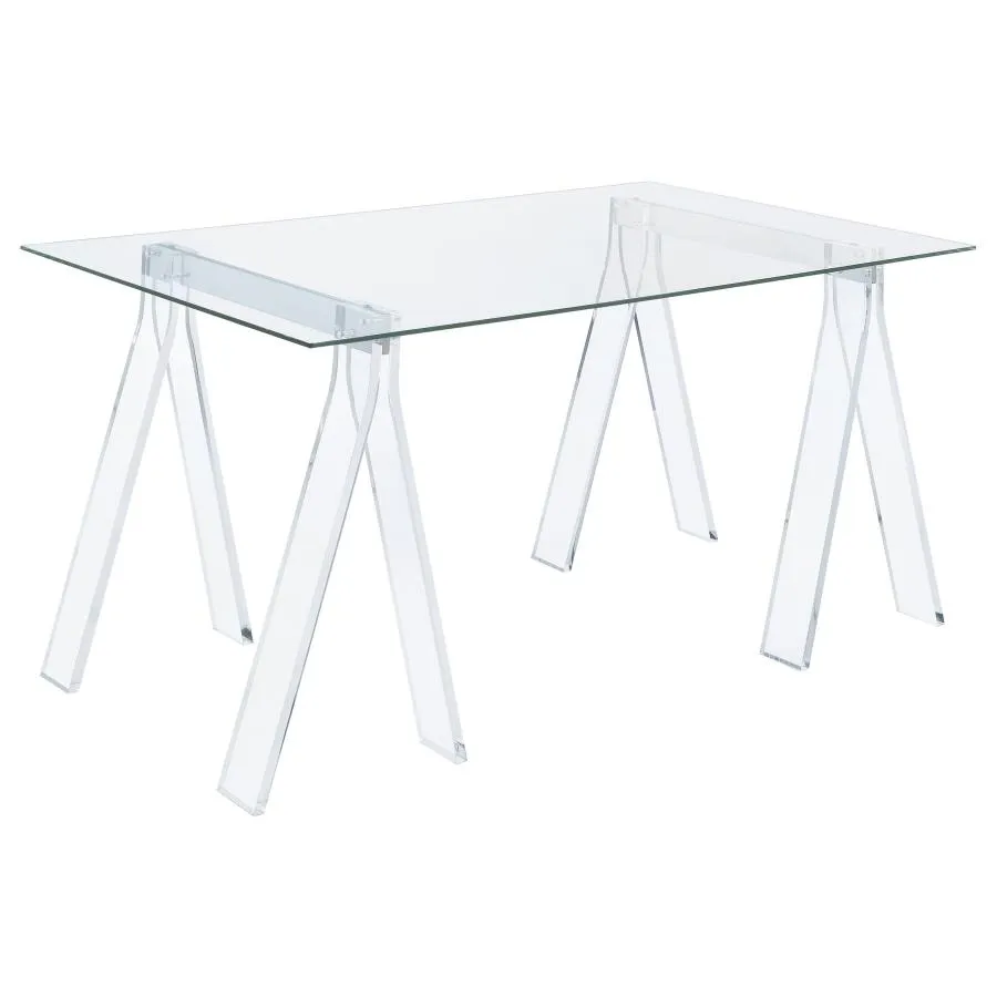 Alannah Writing Desk with Glass Top Clear