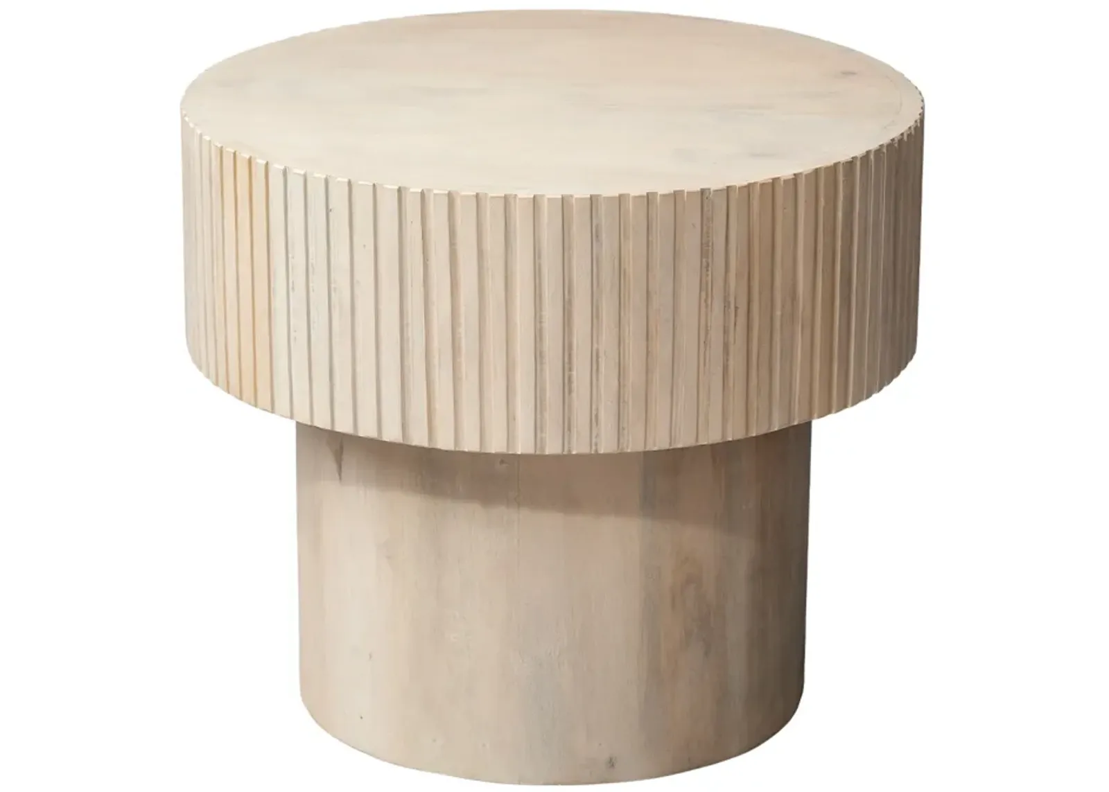 Notch Mango Wood Round Side Table