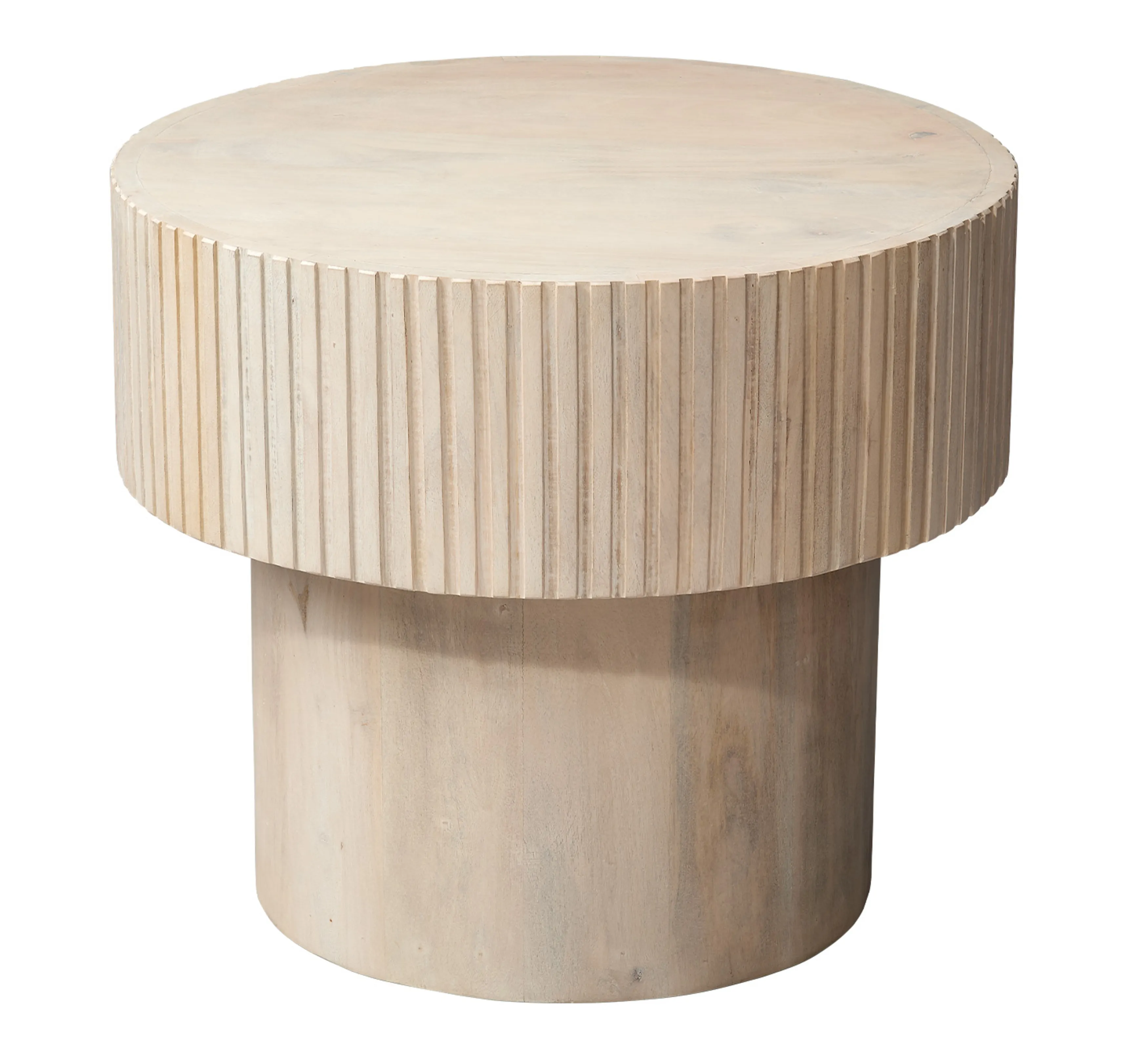 Notch Mango Wood Round Side Table