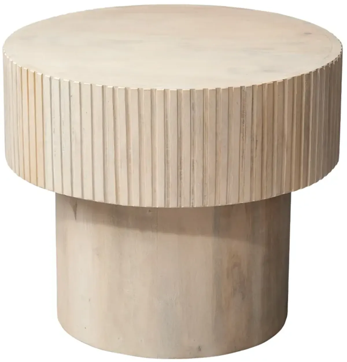 Notch Mango Wood Round Side Table