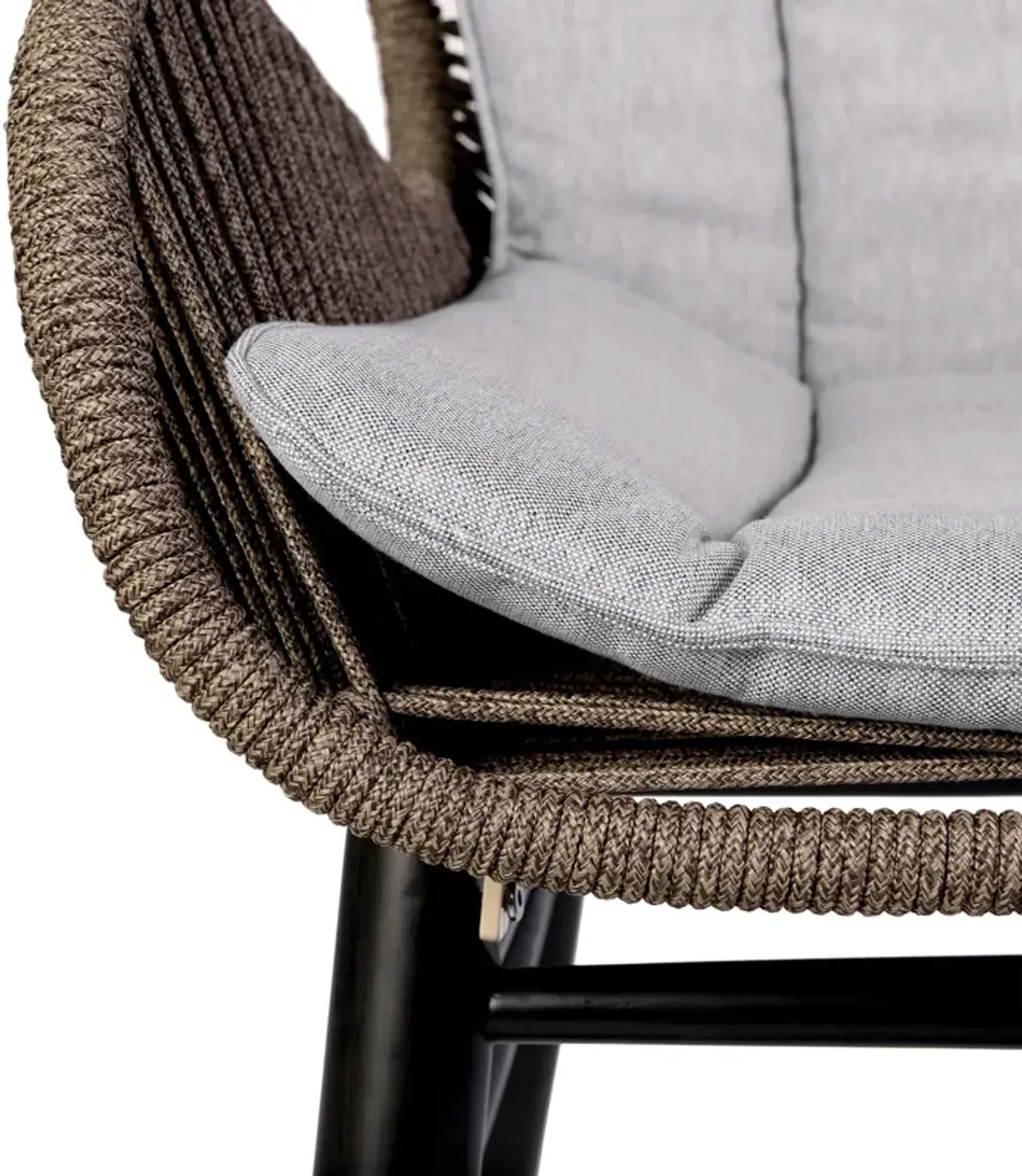 Fanny Outdoor Patio Dining Chair in Dark Eucalyptus Wood and Truffle Rope