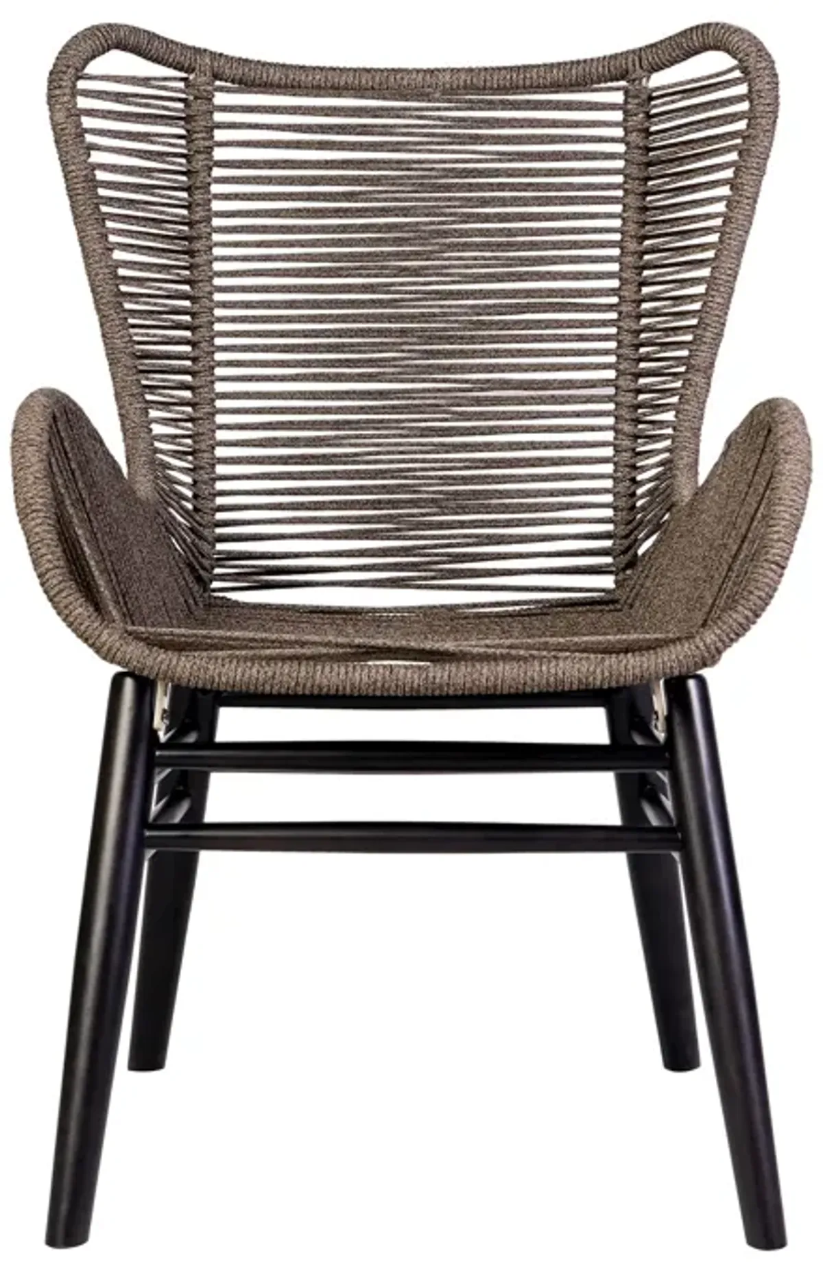 Fanny Outdoor Patio Dining Chair in Dark Eucalyptus Wood and Truffle Rope