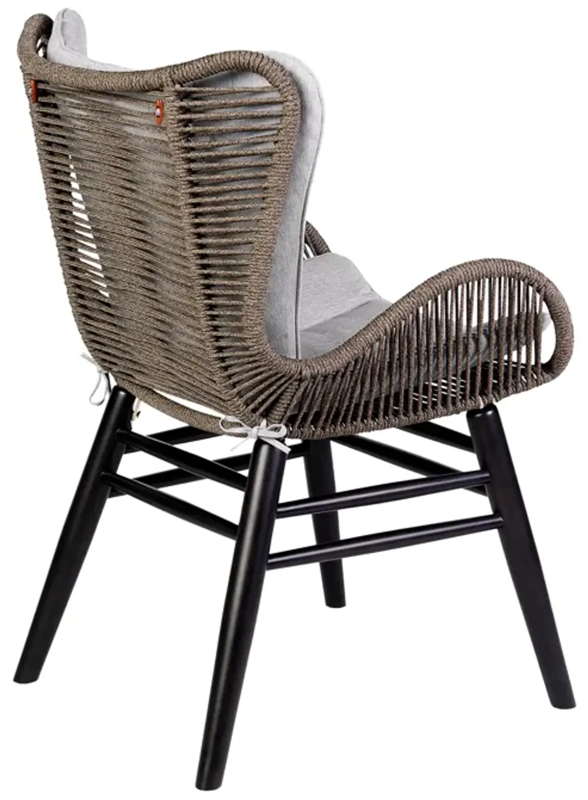 Fanny Outdoor Patio Dining Chair in Dark Eucalyptus Wood and Truffle Rope