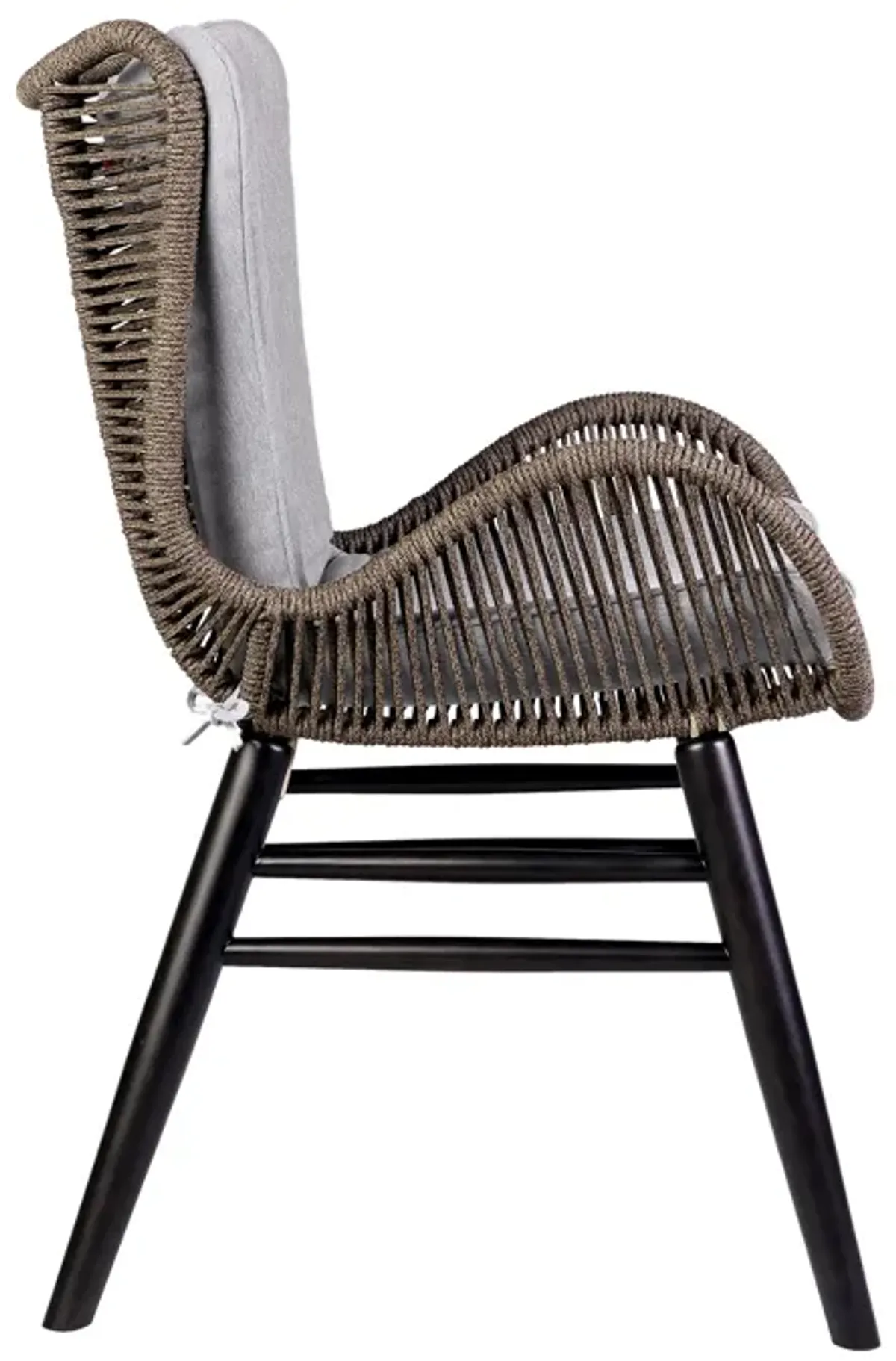 Fanny Outdoor Patio Dining Chair in Dark Eucalyptus Wood and Truffle Rope