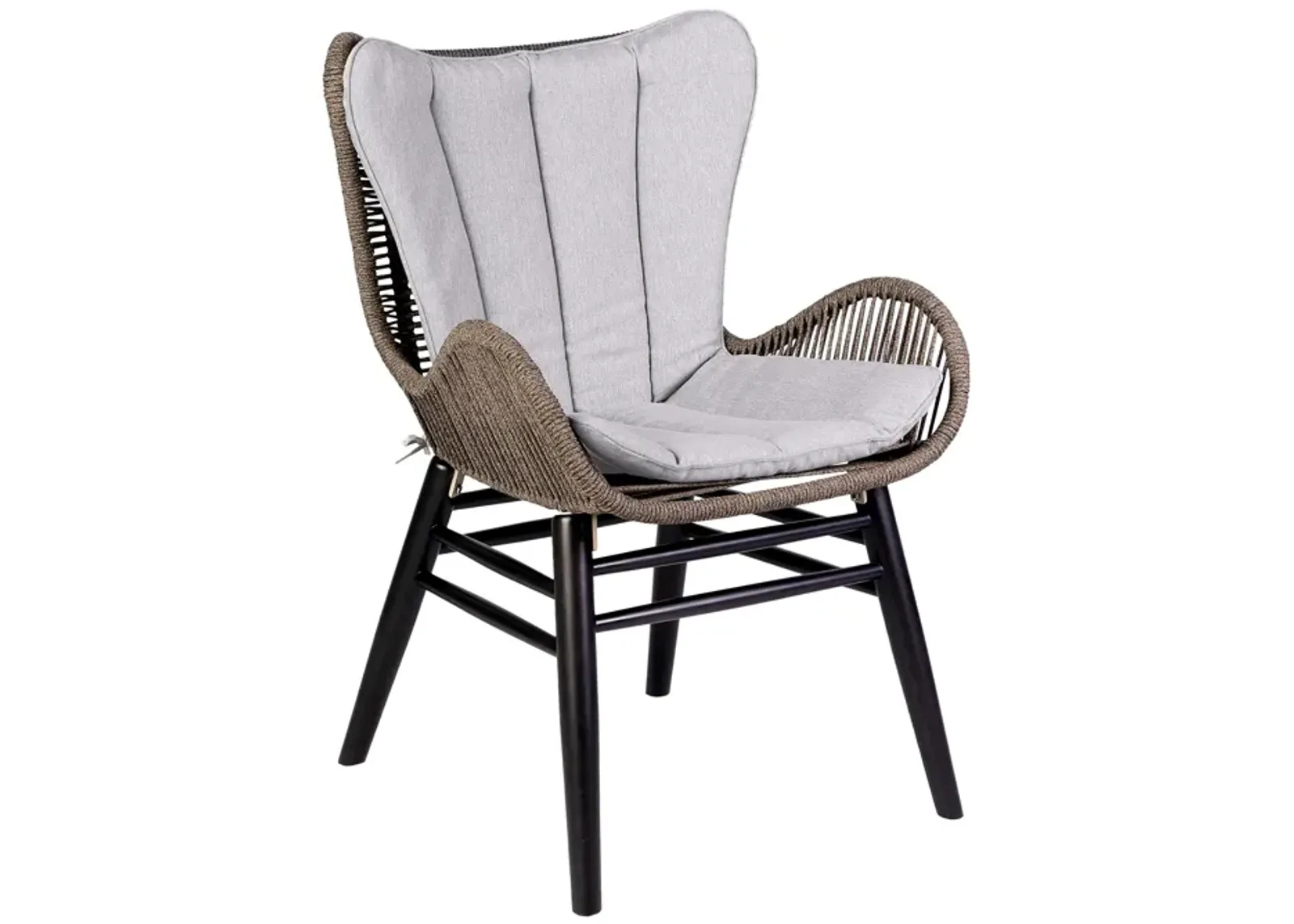 Fanny Outdoor Patio Dining Chair in Dark Eucalyptus Wood and Truffle Rope