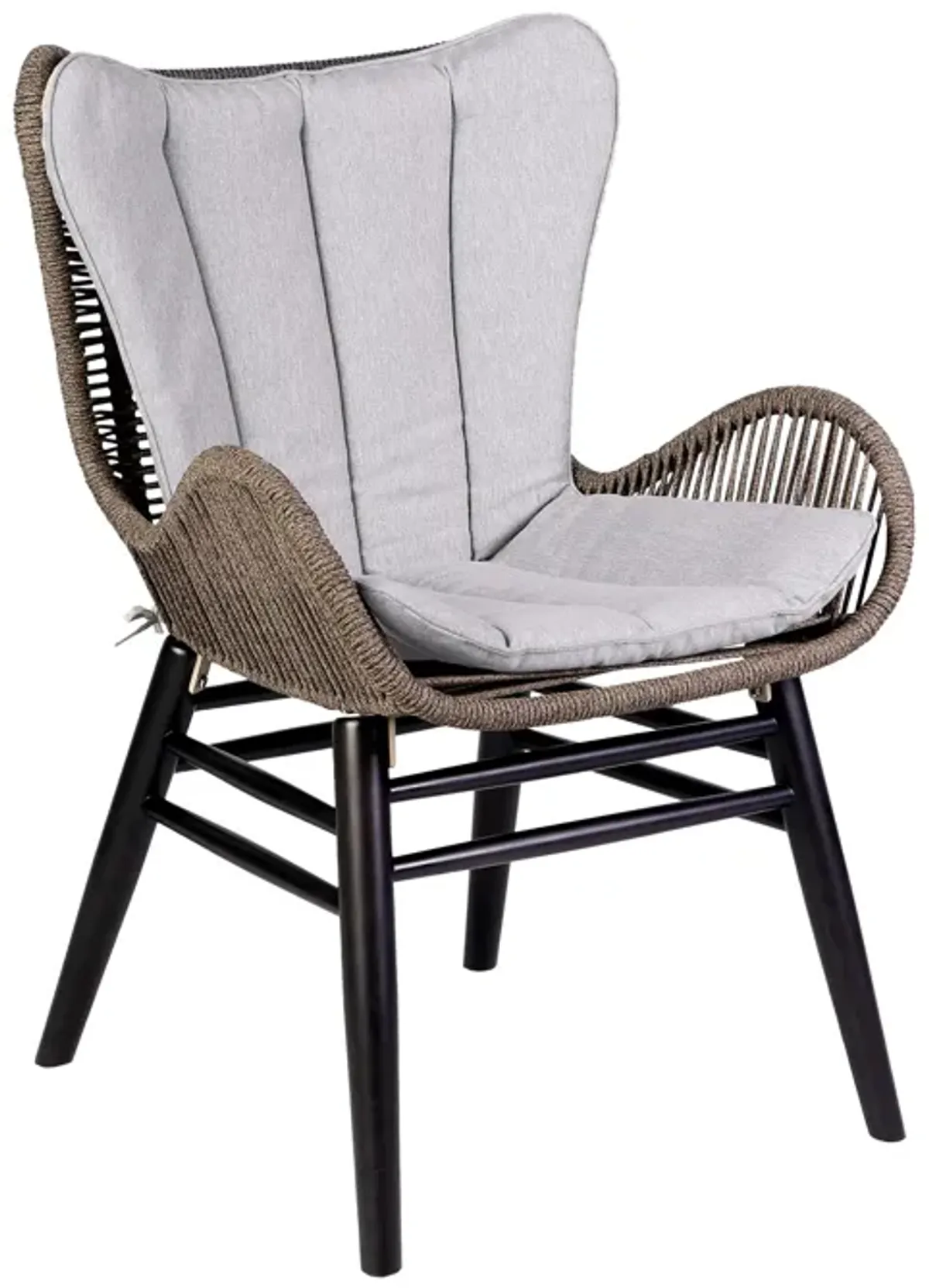 Fanny Outdoor Patio Dining Chair in Dark Eucalyptus Wood and Truffle Rope