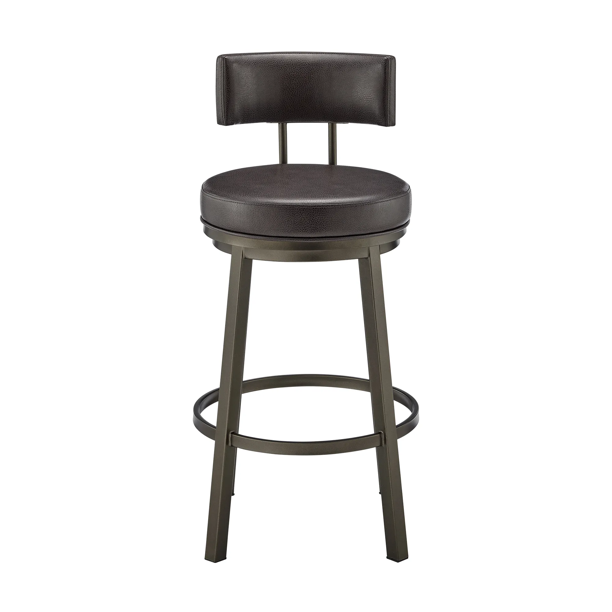 Dalza Swivel Counter or Bar Stool in Mocha Finish with Brown Faux Leather