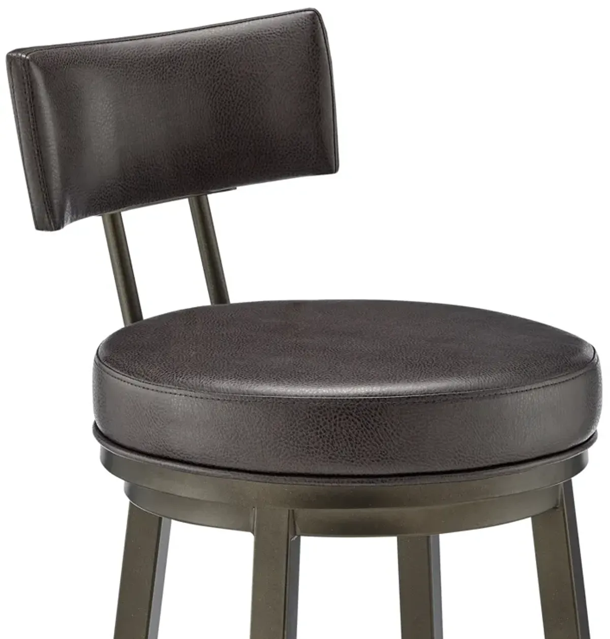 Dalza Swivel Counter or Bar Stool in Mocha Finish with Brown Faux Leather