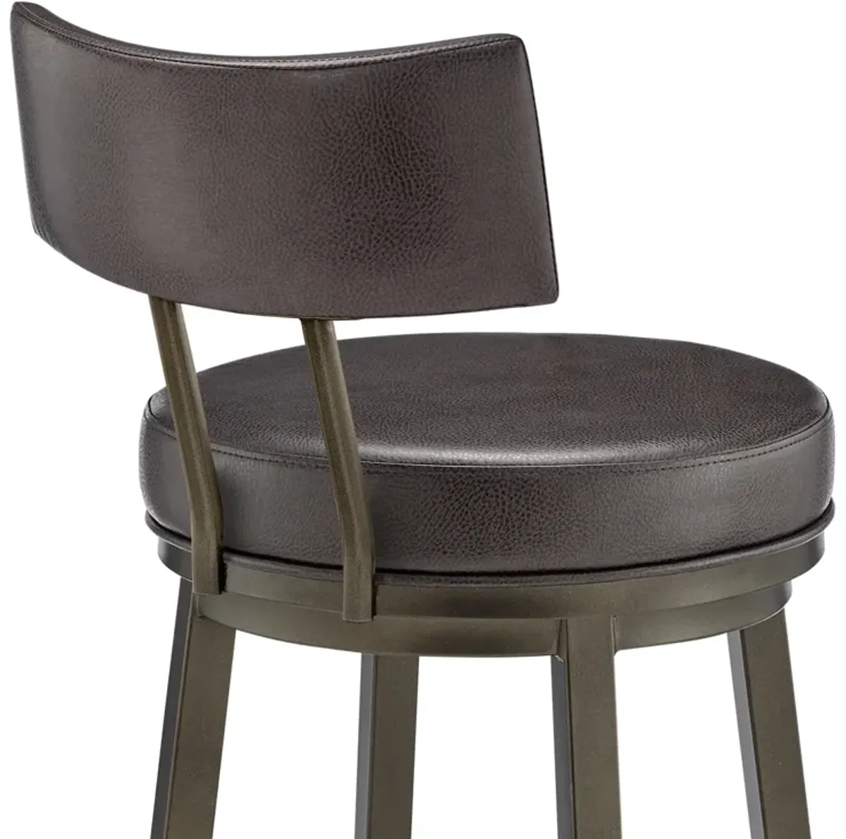 Dalza Swivel Counter or Bar Stool in Mocha Finish with Brown Faux Leather