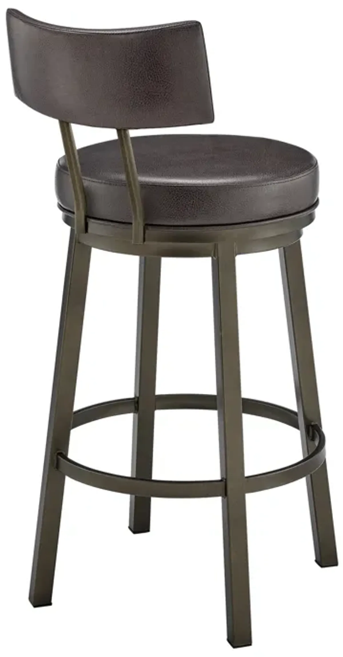 Dalza Swivel Counter or Bar Stool in Mocha Finish with Brown Faux Leather