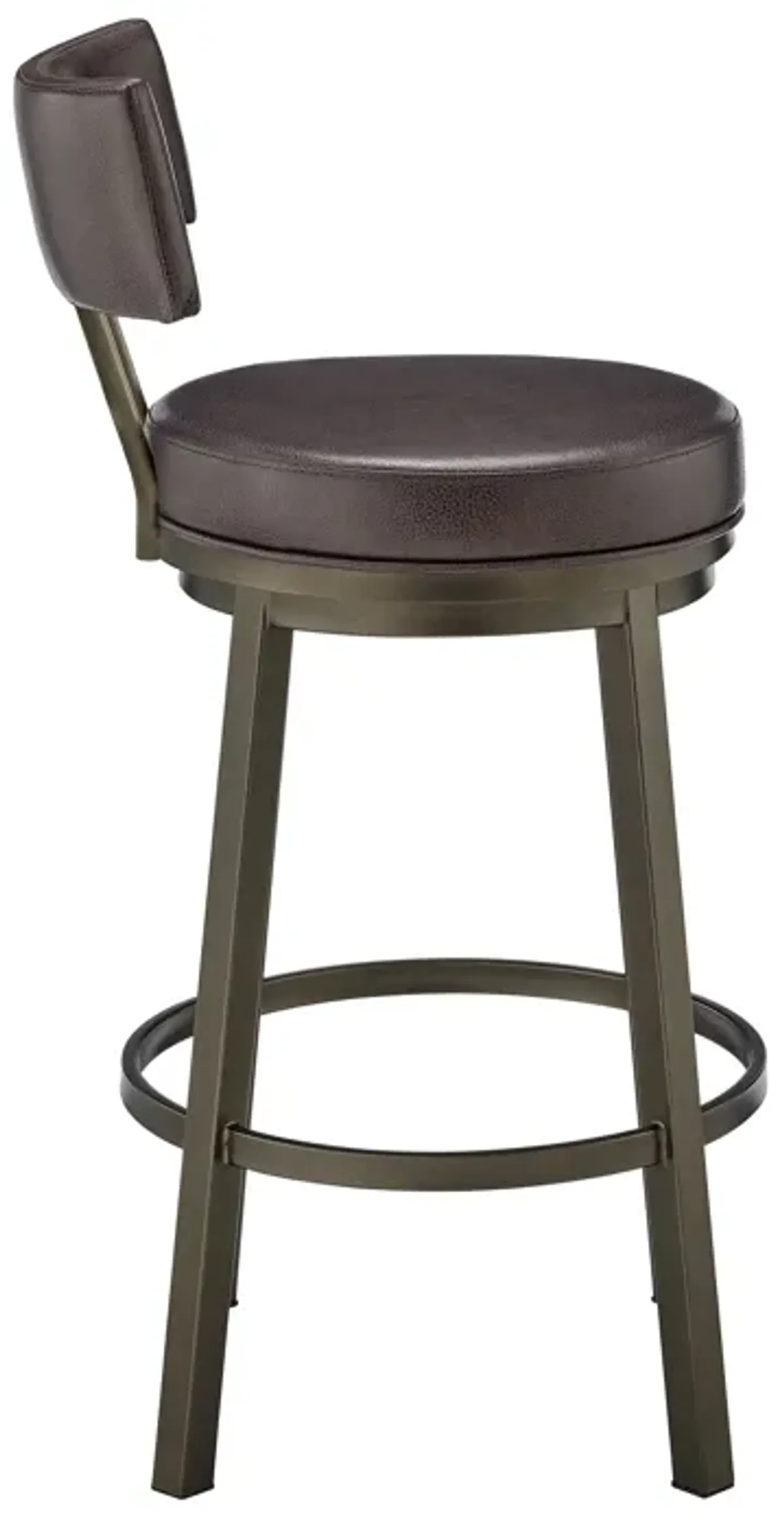 Dalza Swivel Counter or Bar Stool in Mocha Finish with Brown Faux Leather