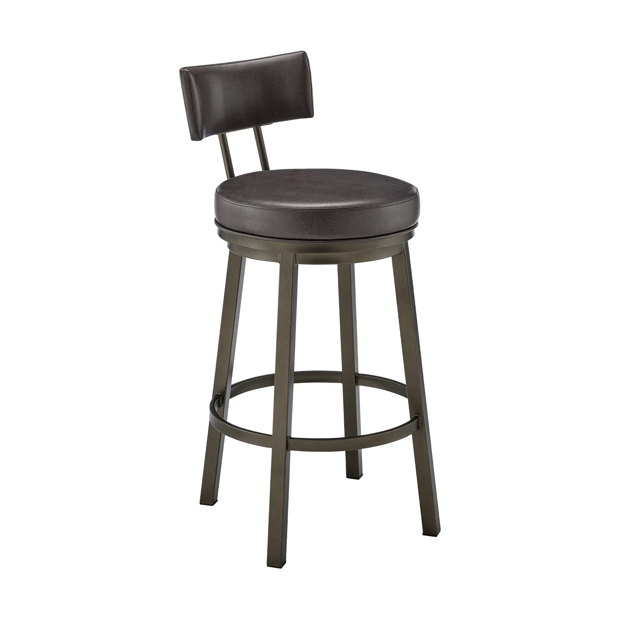 Dalza Swivel Counter or Bar Stool in Mocha Finish with Brown Faux Leather