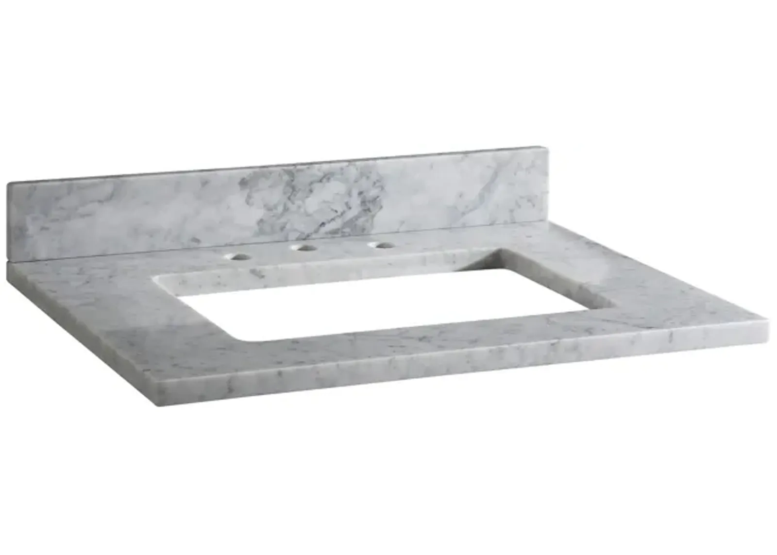 Stone Top - 25-inch for Rectangular Undermount Sink - White Carrara Marble