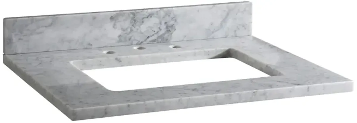 Stone Top - 25-inch for Rectangular Undermount Sink - White Carrara Marble