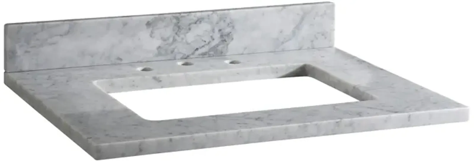 Stone Top - 25-inch for Rectangular Undermount Sink - White Carrara Marble