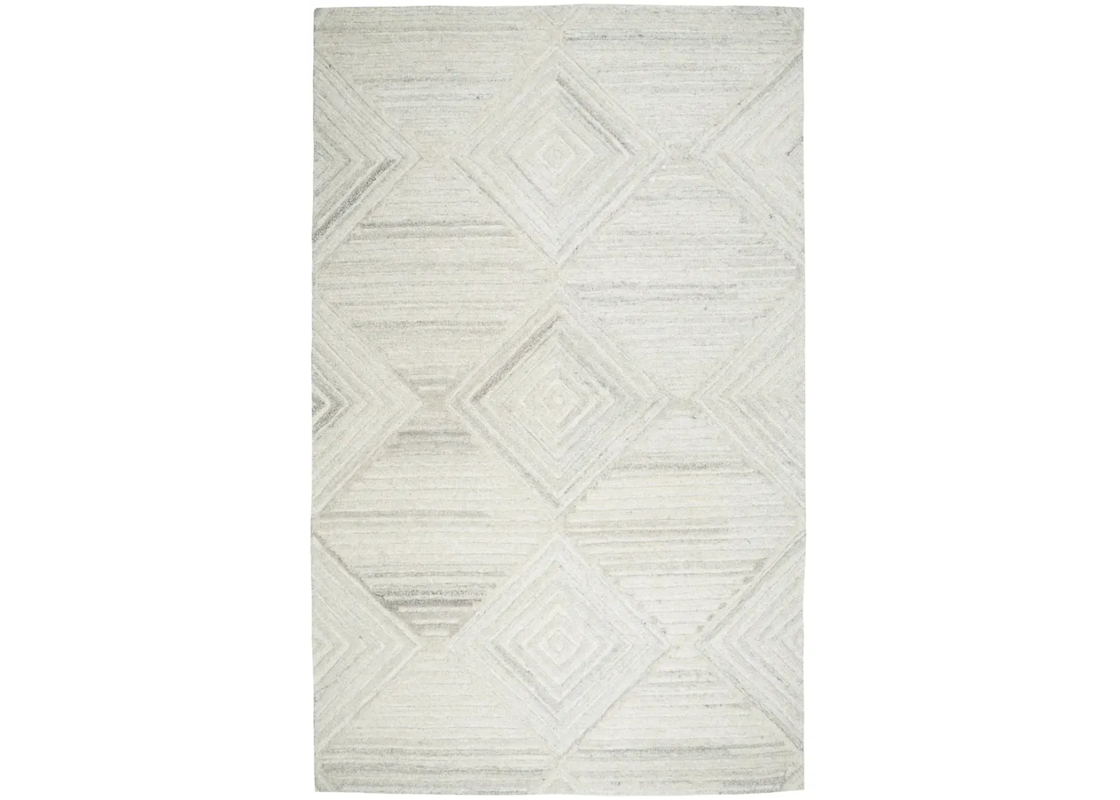 Suffolk Ivory/Natural Geometric/Solid Wool 5' x 8' Rectangle Rug