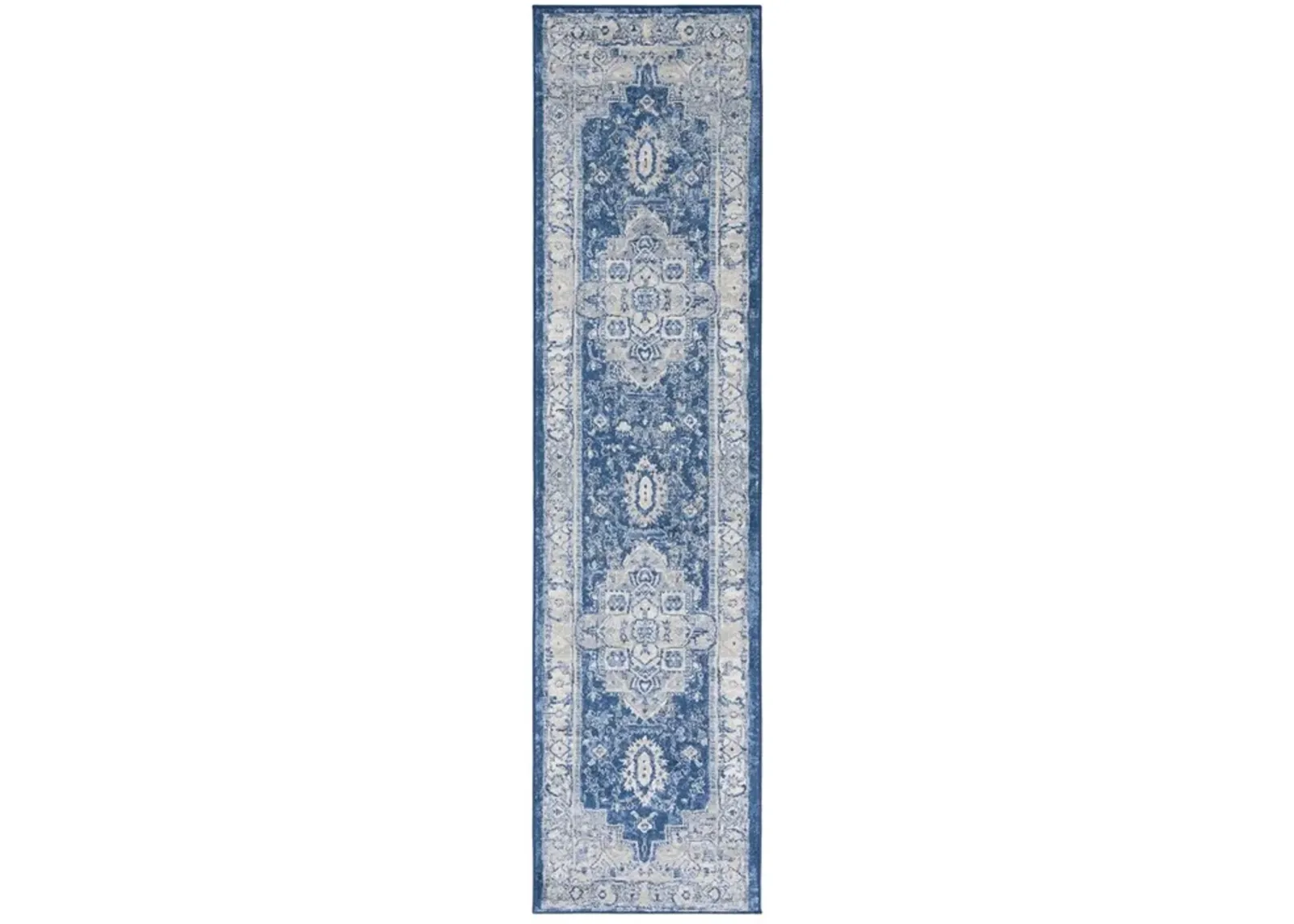 Brentwood 851 Navy / Grey 2' X 8' Runner Powerloomed Rug