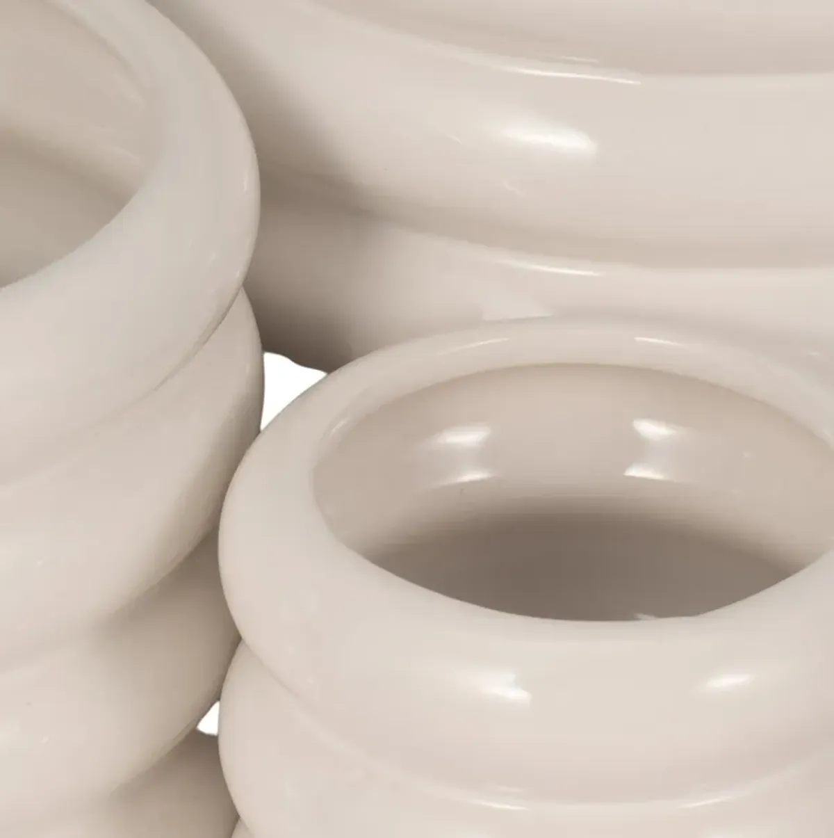 S/3 4/6/7" Stacked Rings Planters, White