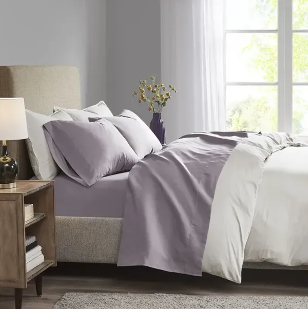 Madison Park 3M Microcell Purple Luxurious Brushed Microfiber Deep Pocket Sheet Set