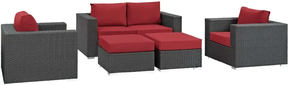 Sojourn 5 Piece Outdoor Patio Sunbrella® Sectional Set