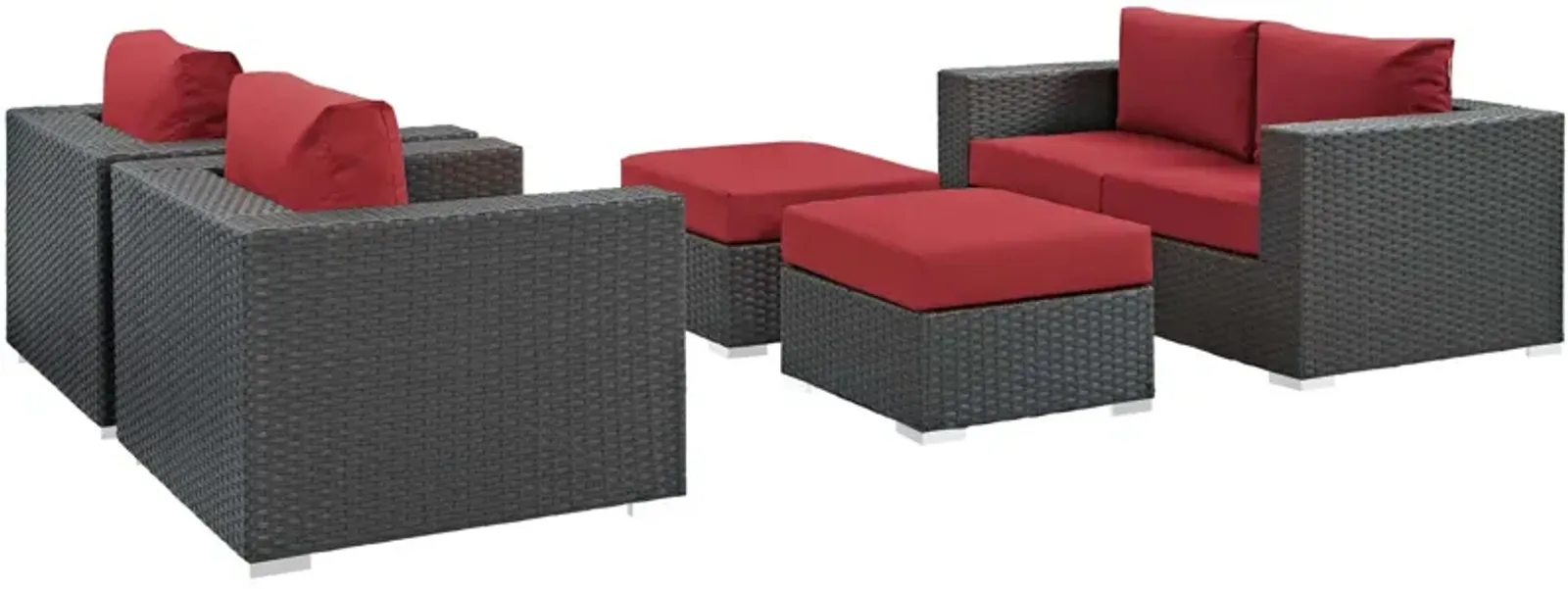 Sojourn 5 Piece Outdoor Patio Sunbrella® Sectional Set