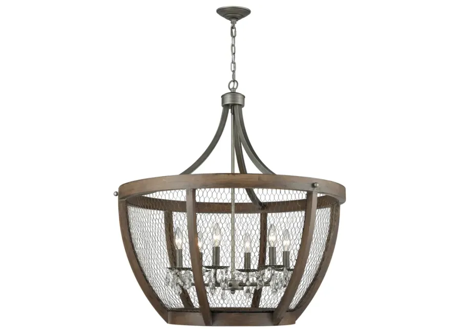 Renaissance Invention 30" Wide 6-Light Pendant - Weathered Zinc