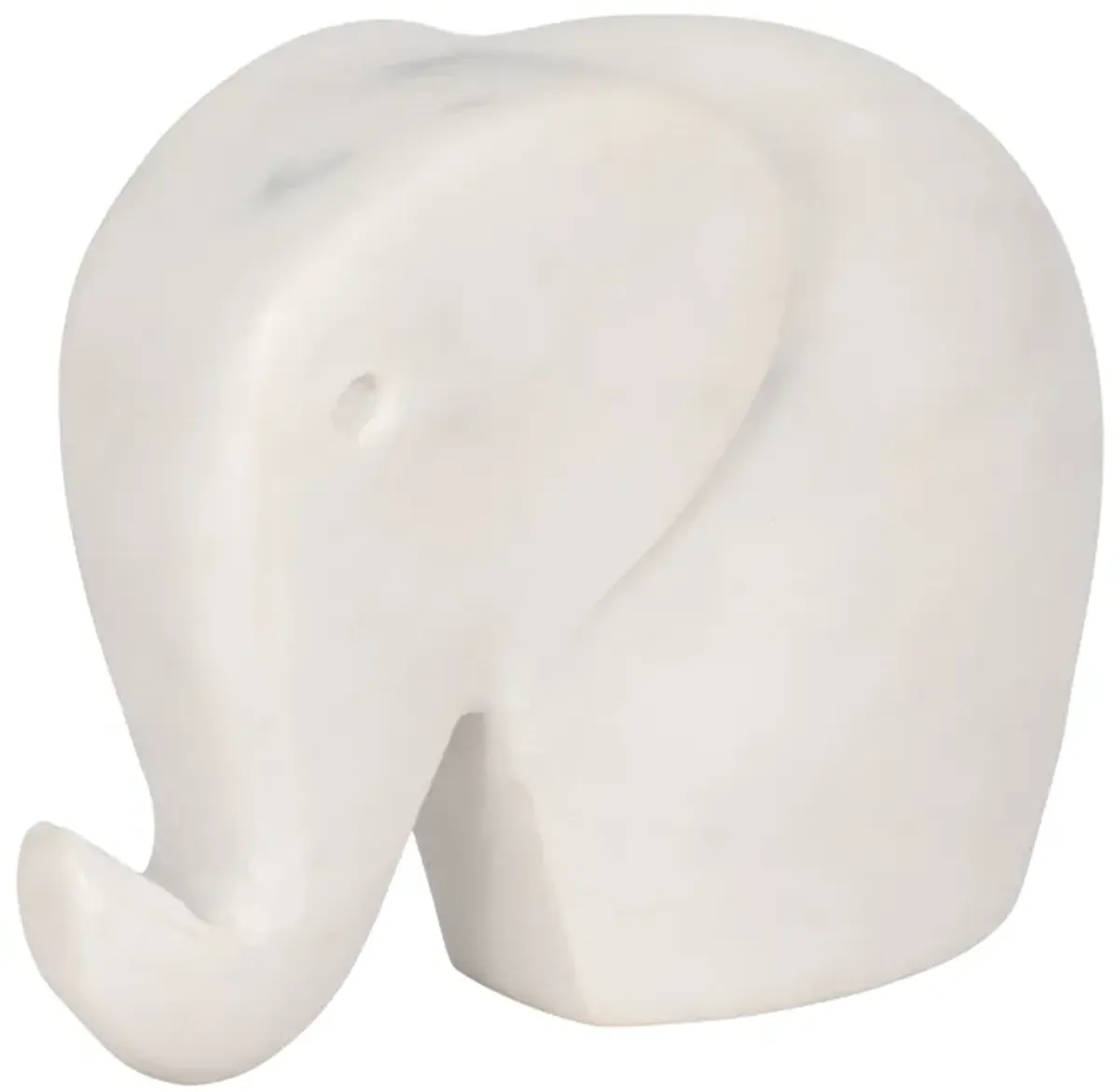 6" Trunk Up Marble Elephant, White