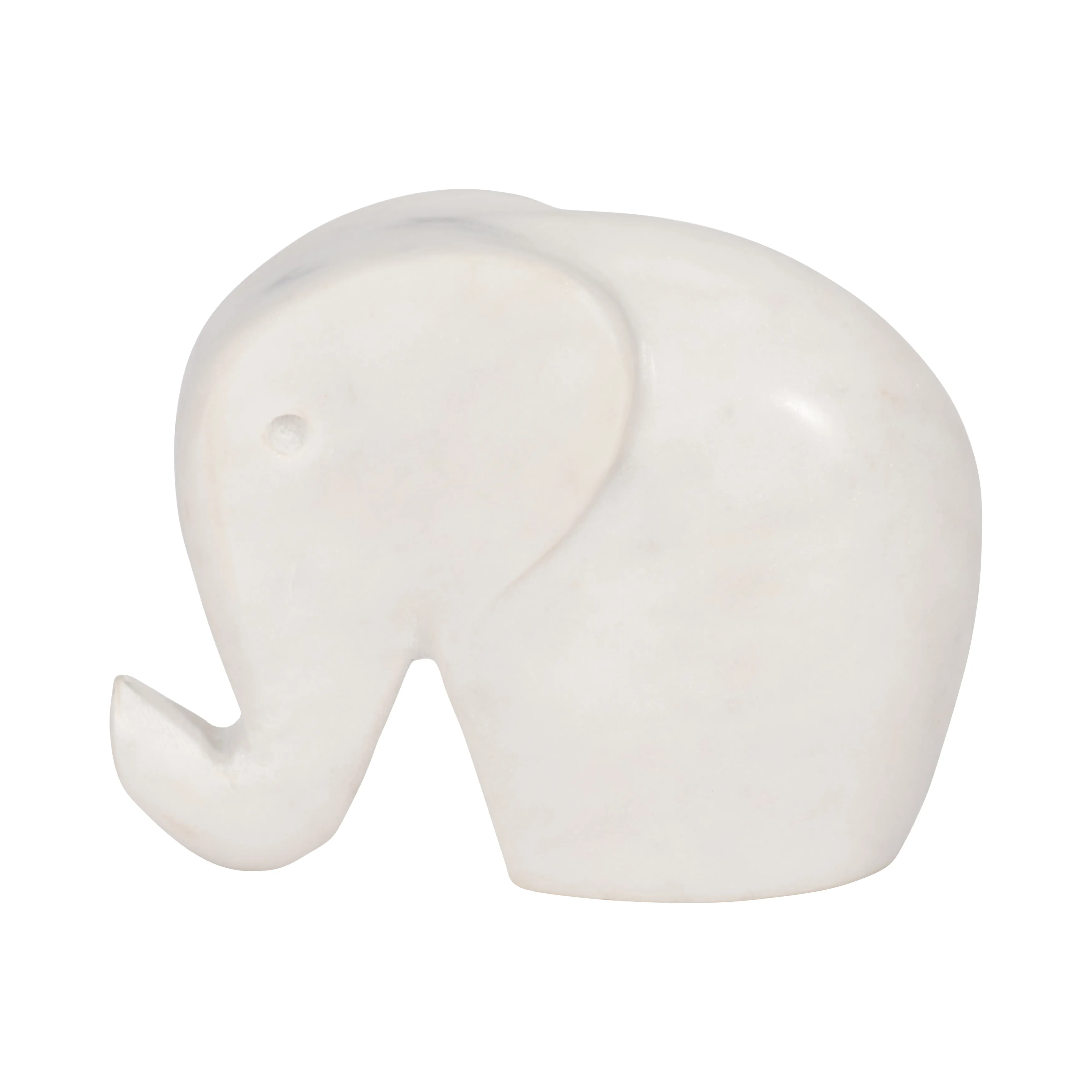 6" Trunk Up Marble Elephant, White