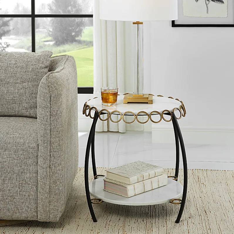 Chainlink White Marble Side Table