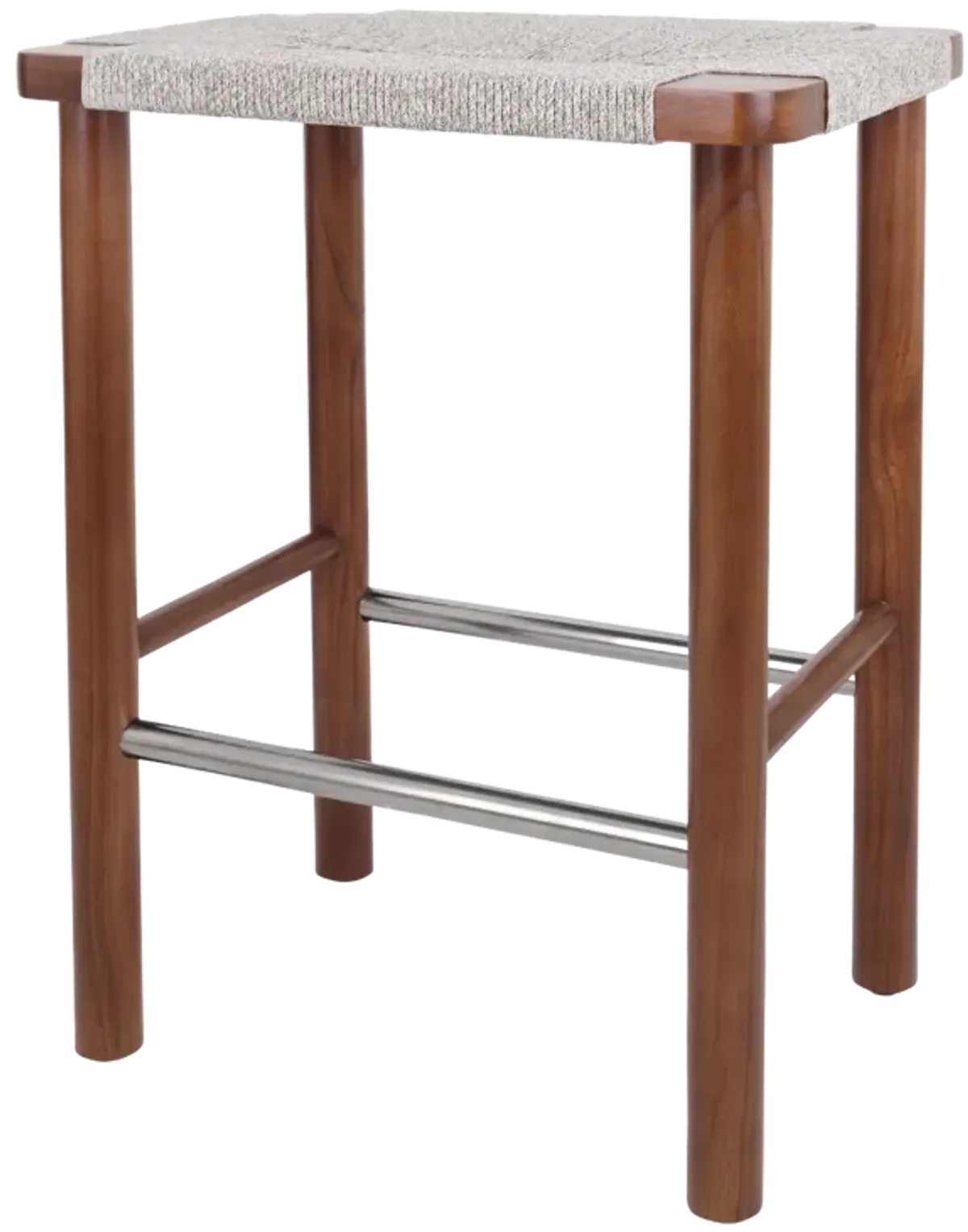 Elio Wood Counter Stool w/ Rope, Cinnamon Brown/Sand Lace 