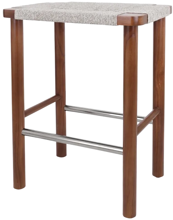 Elio Wood Counter Stool w/ Rope, Cinnamon Brown/Sand Lace 