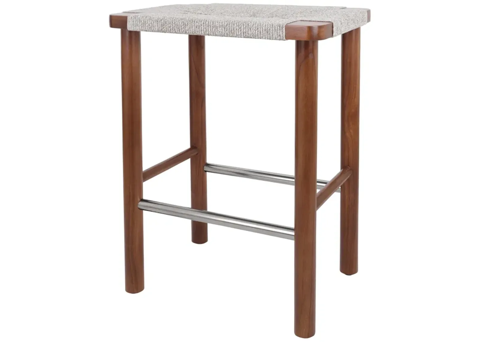 Elio Wood Counter Stool w/ Rope, Cinnamon Brown/Sand Lace 