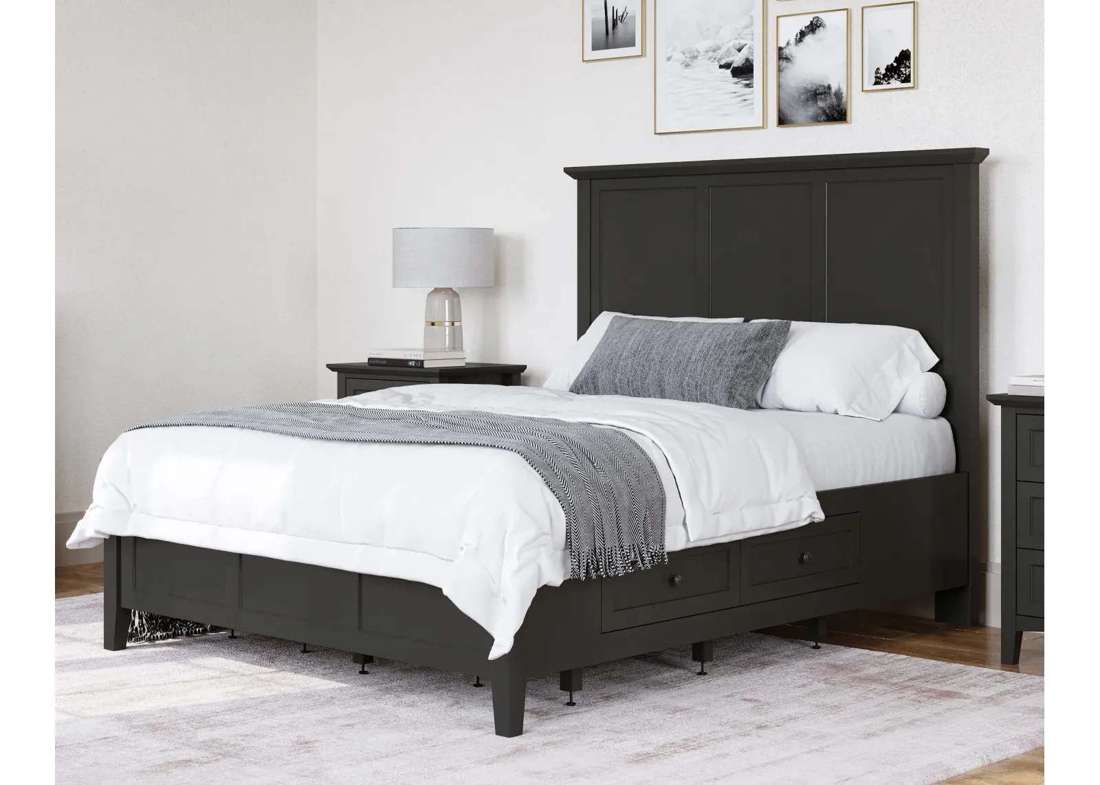 Grace California King-size Four Drawer Platform Storage Bed in Raven Black