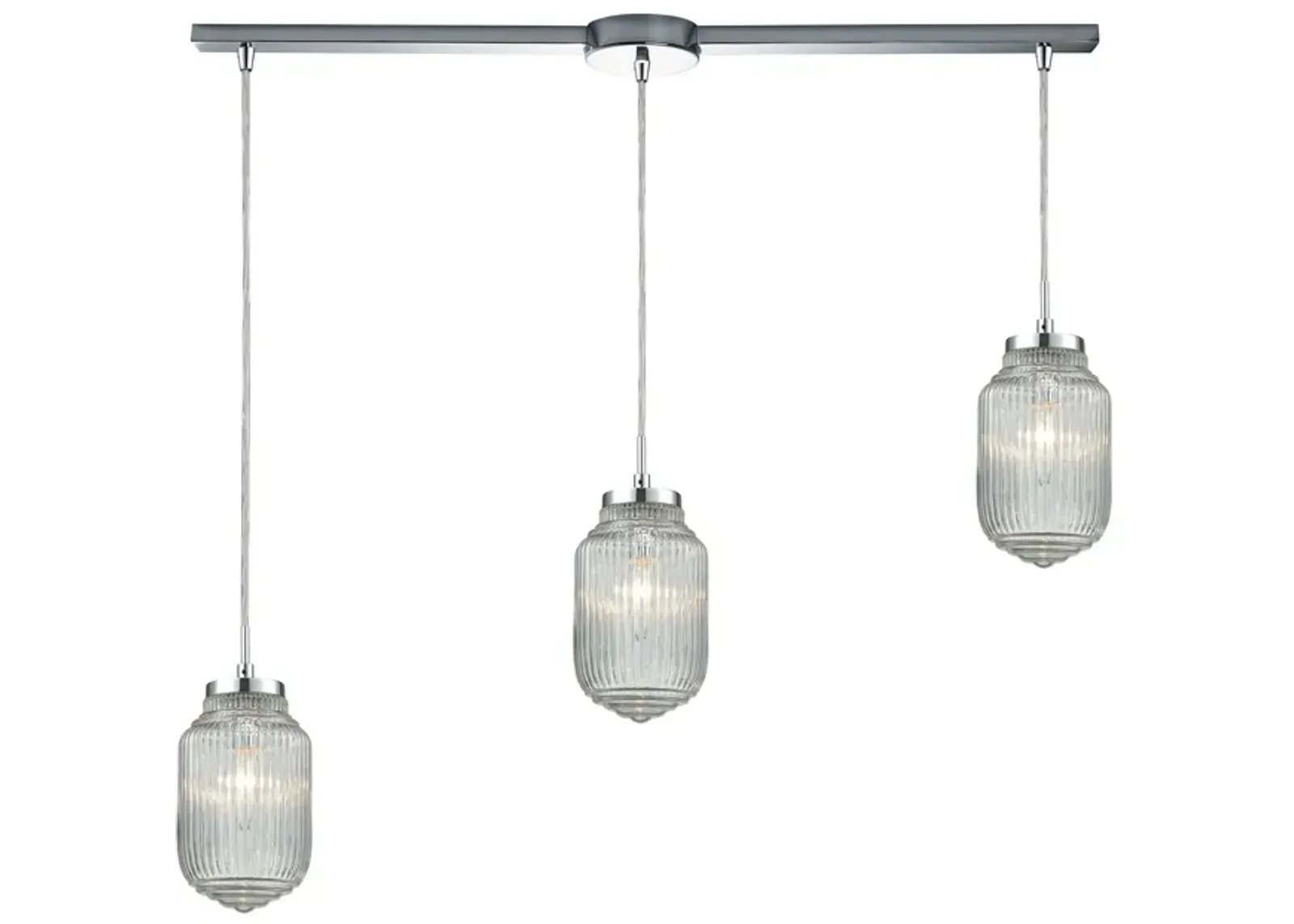 Dubois 38" Wide 3-Light Mini Pendant - Polished Chrome