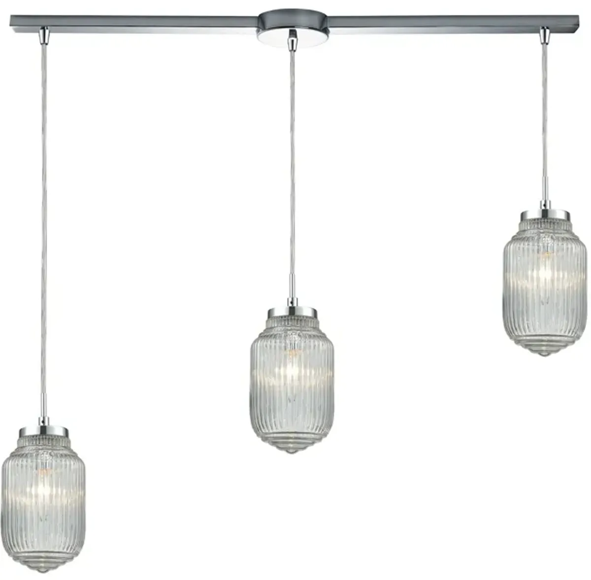 Dubois 38" Wide 3-Light Mini Pendant - Polished Chrome