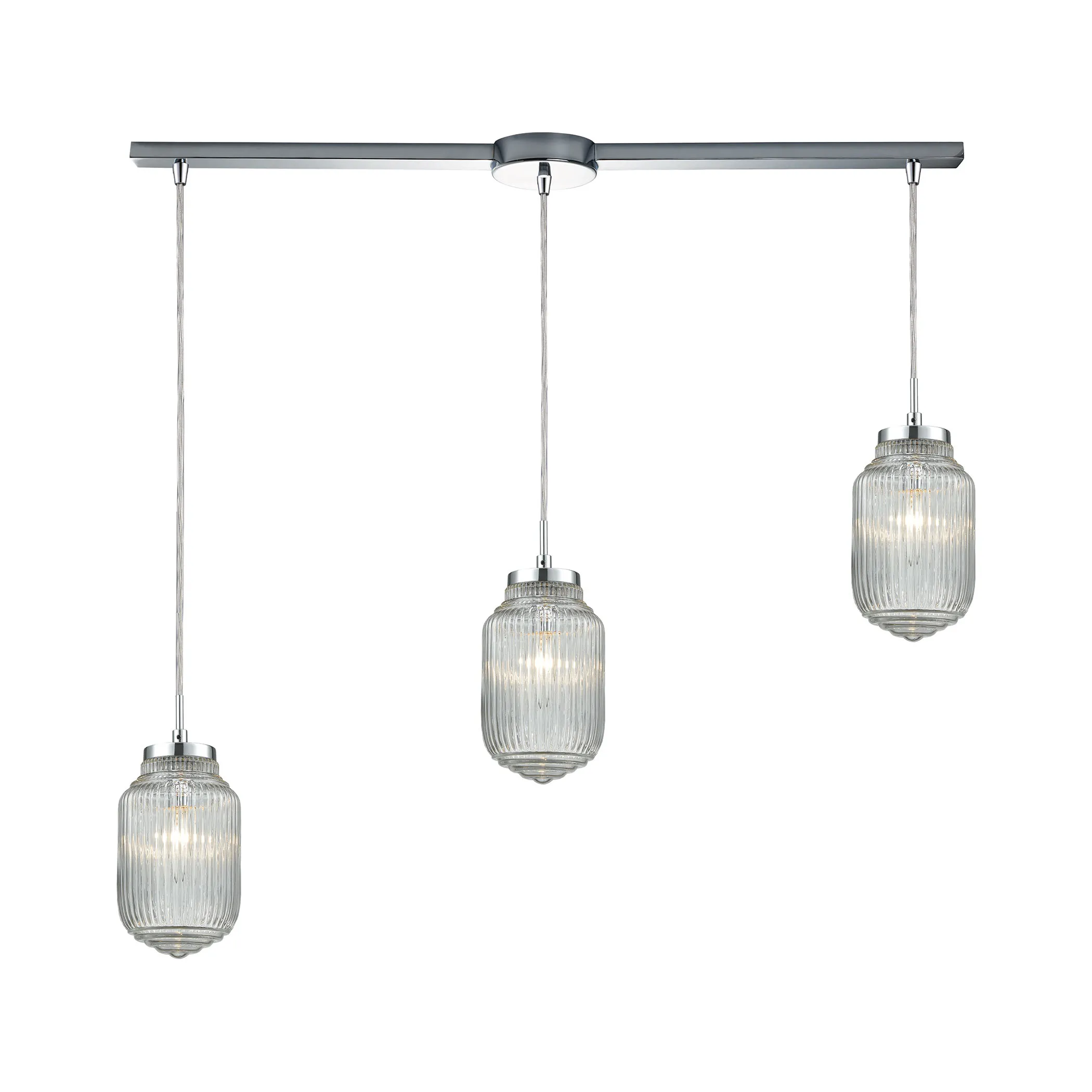 Dubois 38" Wide 3-Light Mini Pendant - Polished Chrome