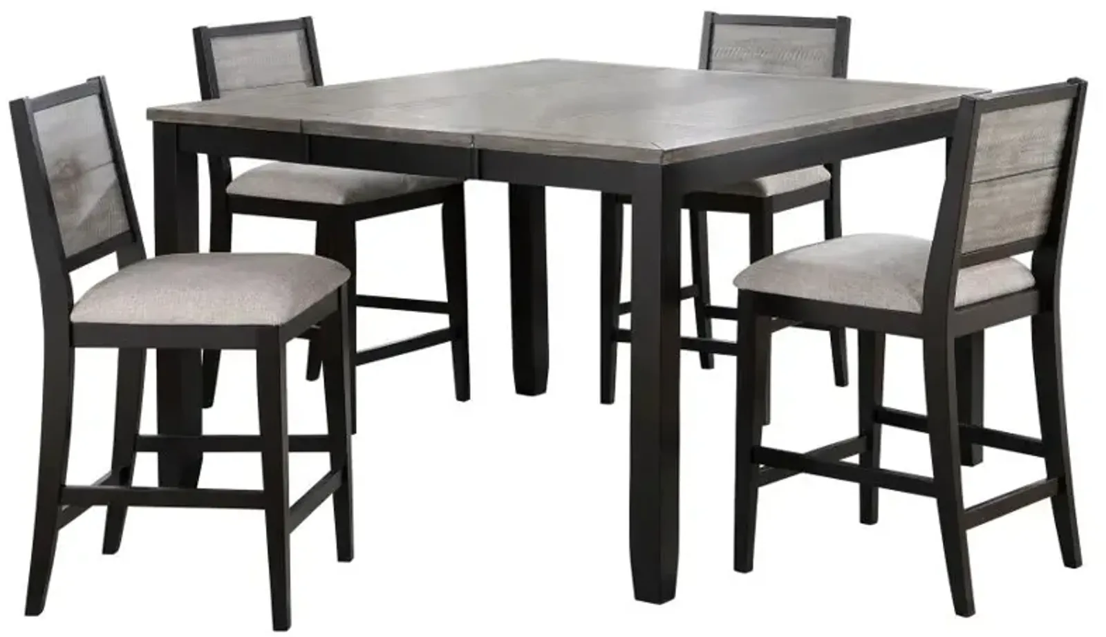 Elodie 5-piece Counter Height Dining Table Set with Extension Leaf Grey and Black