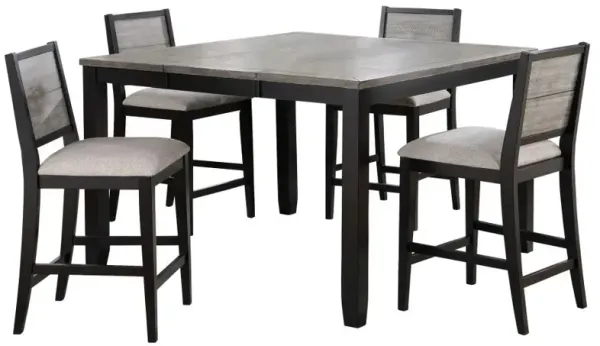 Elodie 5-piece Counter Height Dining Table Set with Extension Leaf Grey and Black