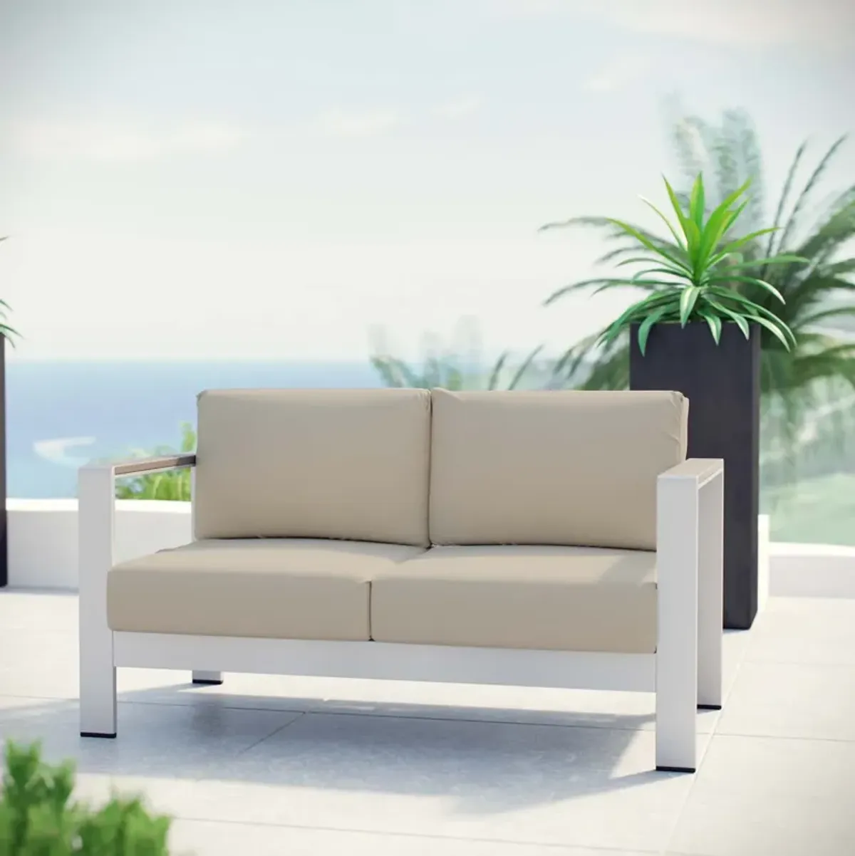 Shore Outdoor Patio Aluminum Loveseat