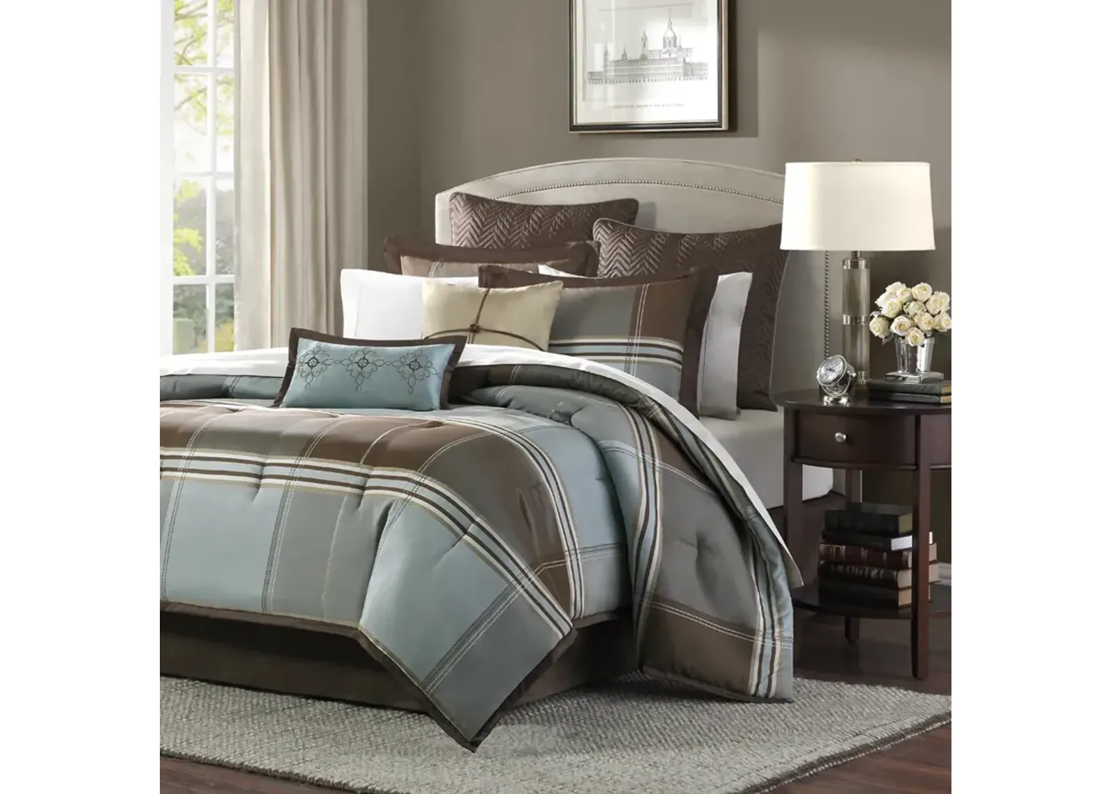 Madison Park Lincoln Square Brown 8 Piece Comforter Set