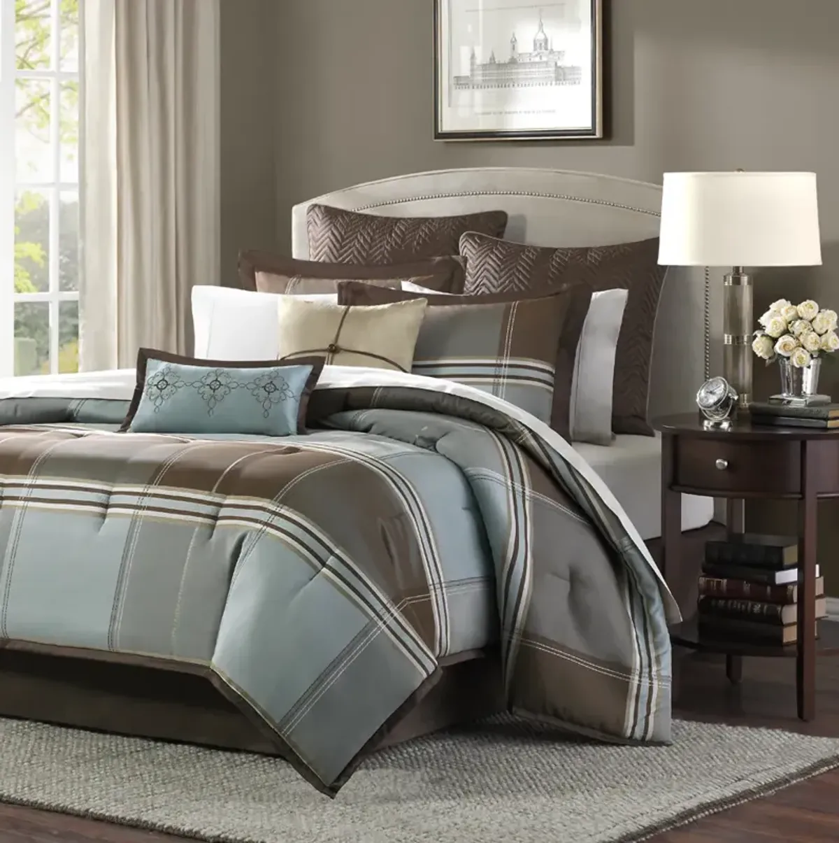 Madison Park Lincoln Square Brown 8 Piece Comforter Set