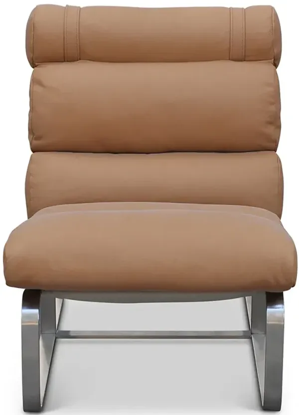 Giovanni Beige Leather Accent Chair