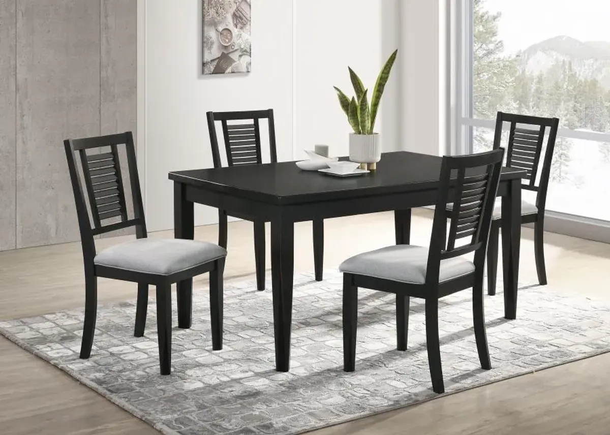 Appleton 5-piece Rectangular Wood Dining Table Set Black Washed and Light Grey