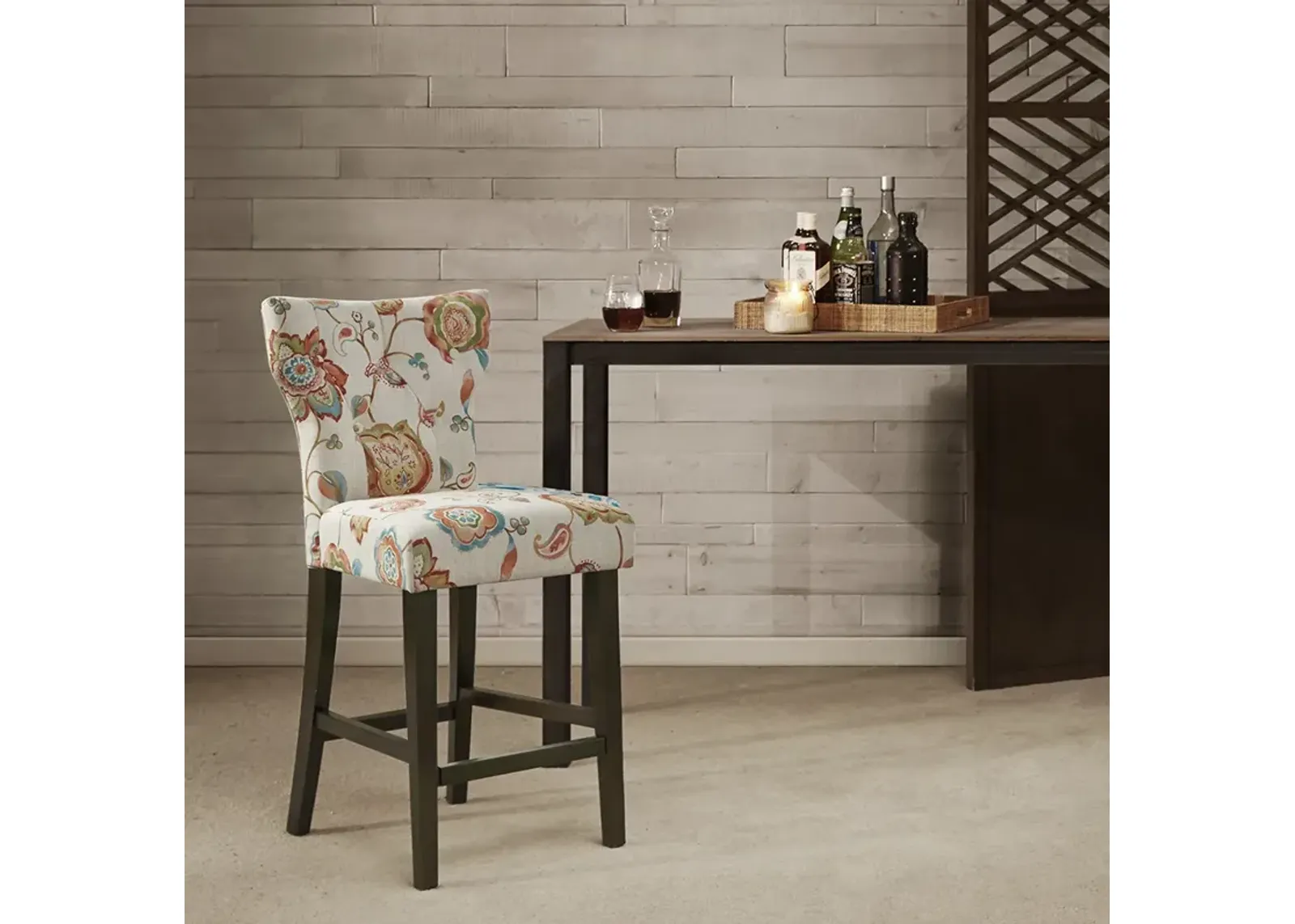 Madison Park Avila Orange Multi Tufted Back Counter Stool