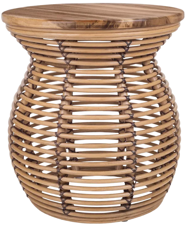 Quito Rattan Side/ End Table w/ Wood Top, Honey 