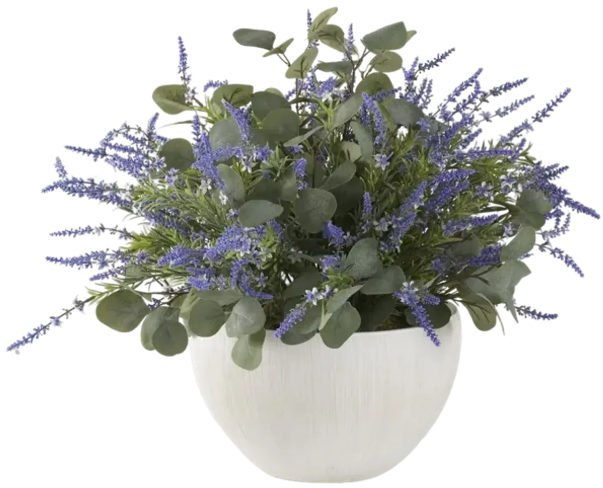 Lavender And Eucalyptus in Large White Ezra Bowl